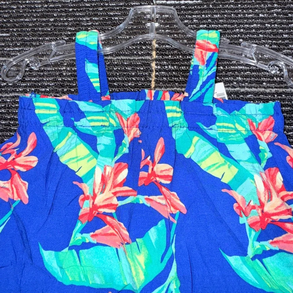 The Childrens Place Tiered Dress Toddler 2T New Tropical Floral Renew Blue